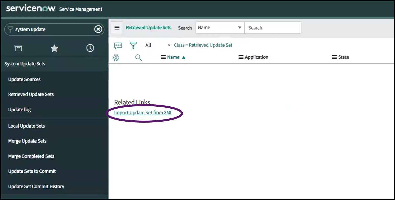 Importing update set from XML in ServiceNow