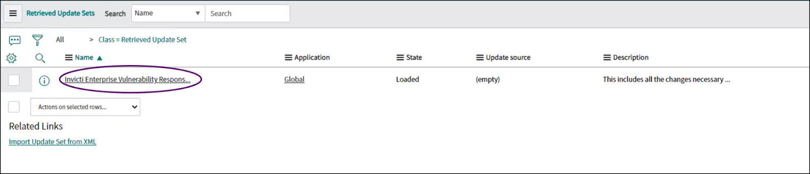 Opening the uploaded Invicti Enterprise Vulnerability Response file