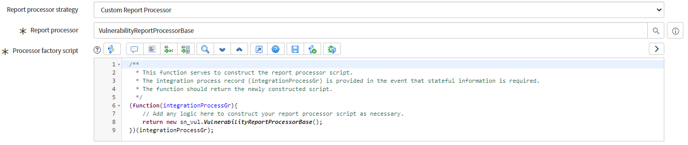 Configuring the integration script with report processor settings