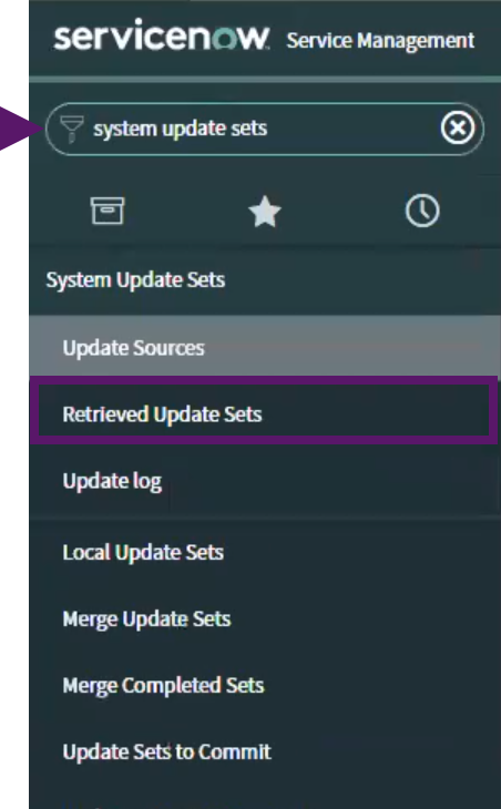 Navigating to Retrieved Update Sets in ServiceNow platform