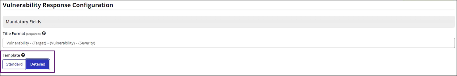Selecting template type for vulnerability description format