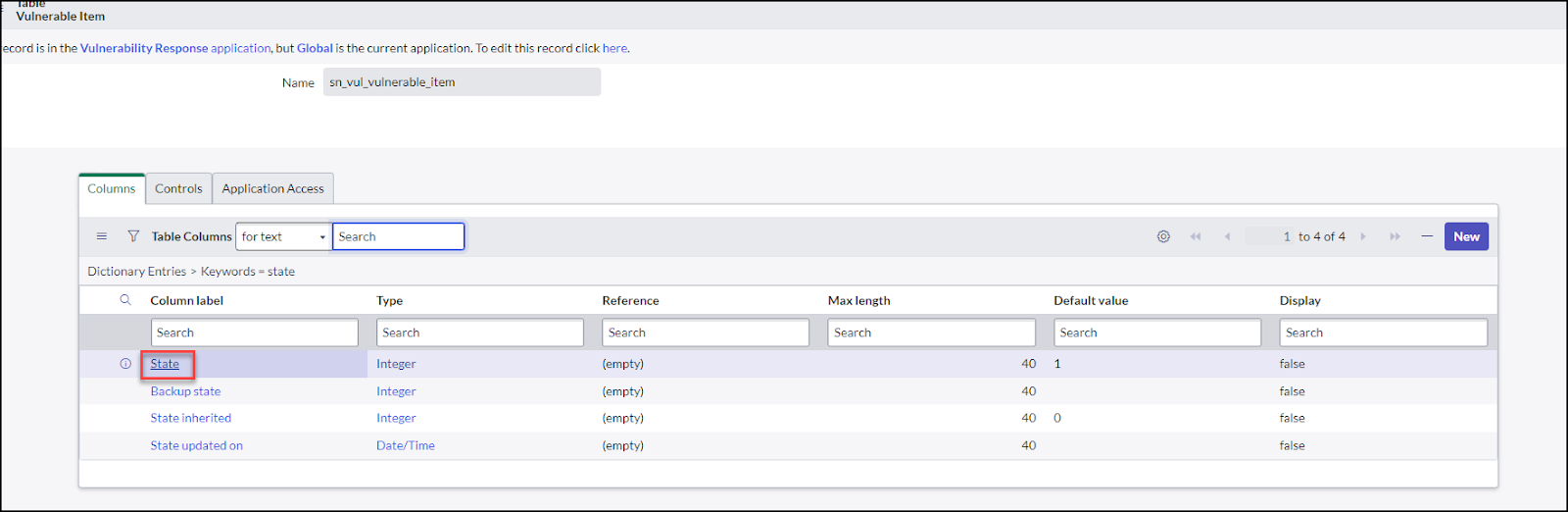 Configuring vulnerable items state values in ServiceNow