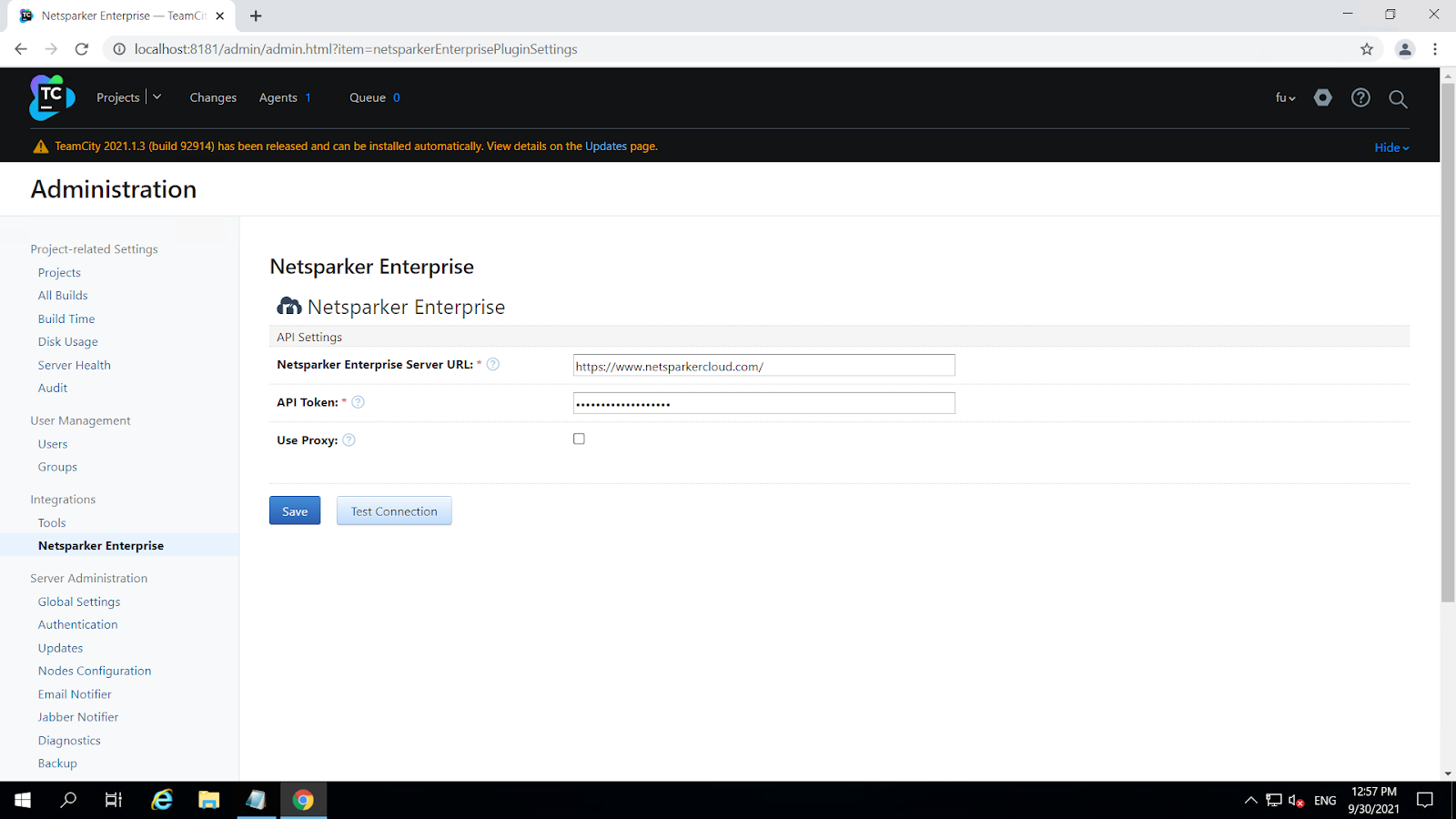 TeamCity API settings configuration