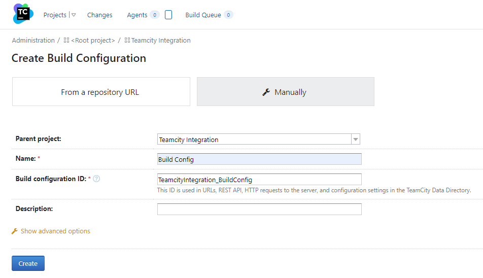 TeamCity build configuration creation