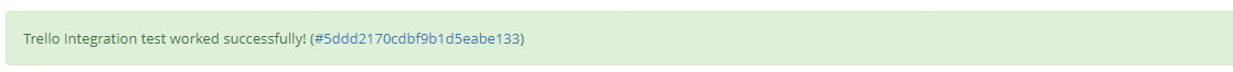 Trello sample issue creation confirmation message with issue number link