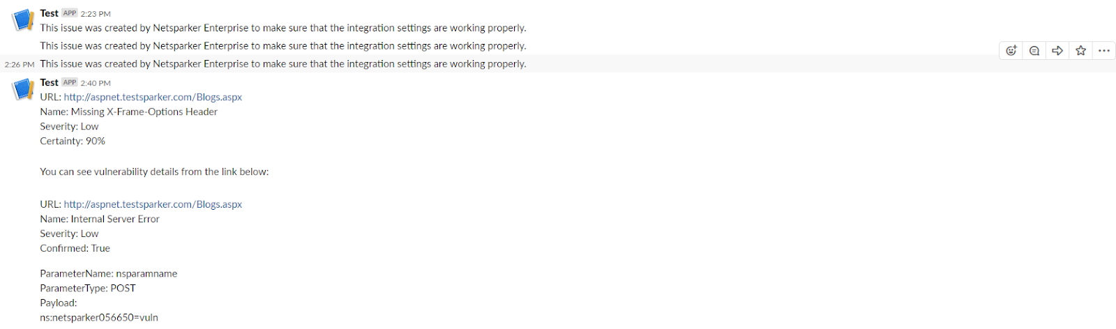 Webhook vulnerability logs view