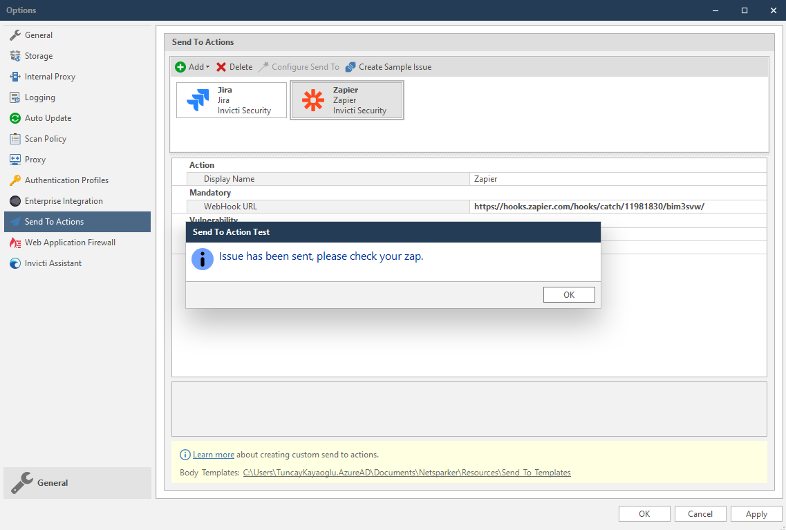 Add dropdown menu showing Zapier option selection for integration setup