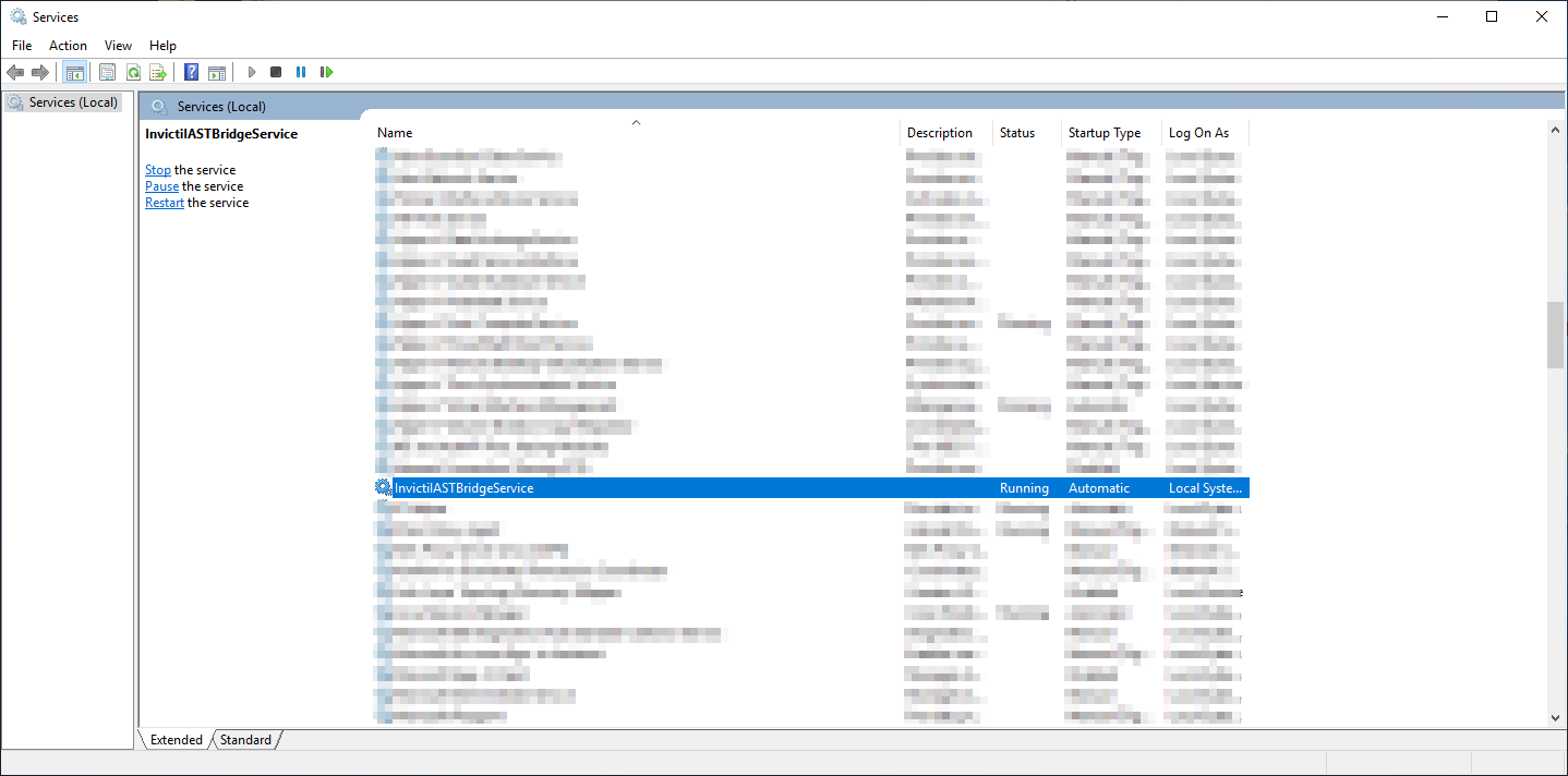 Invicti IAST Bridge in Windows Services