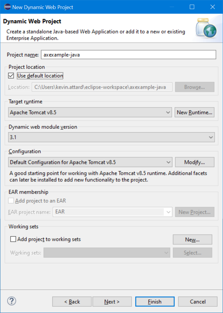 Project settings for the example application.
