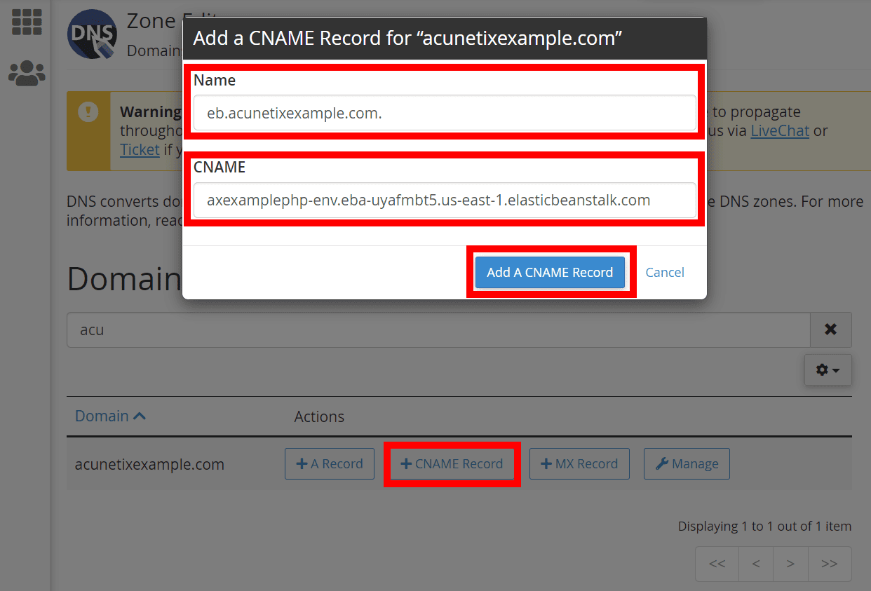 Create CNAME record.