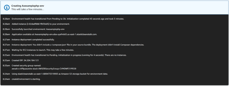 AWS creating environment.