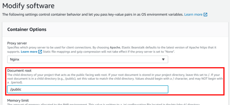 Set document root to /public