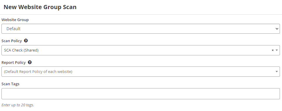 Scan website group with custom scan policy in Invicti Enterprise.