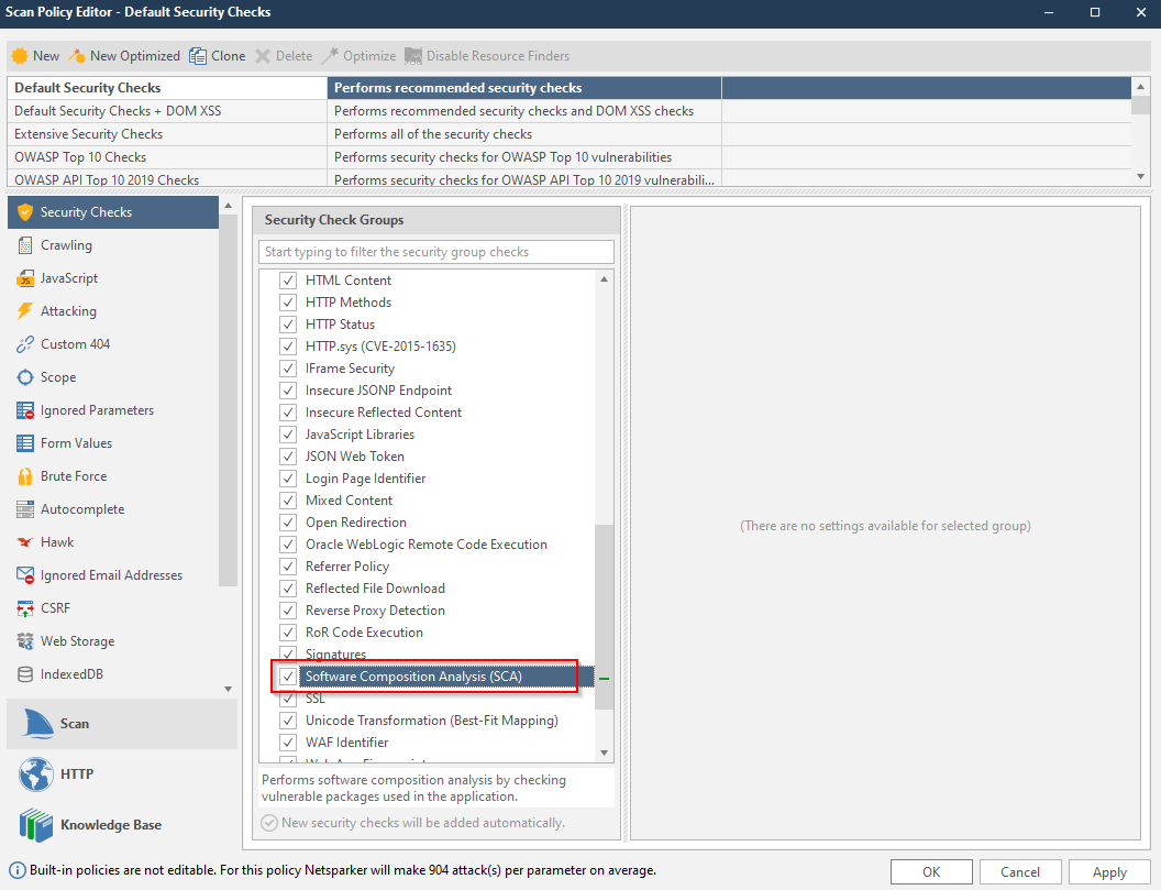 Software Composition Analysis in Invicti Standard.