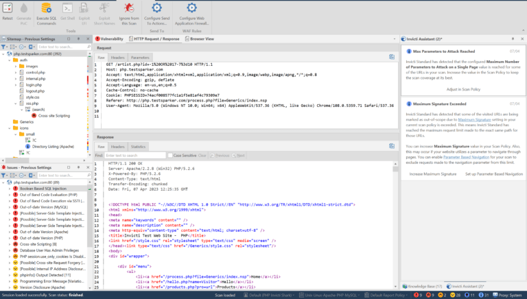 HTTP Request and Response panels