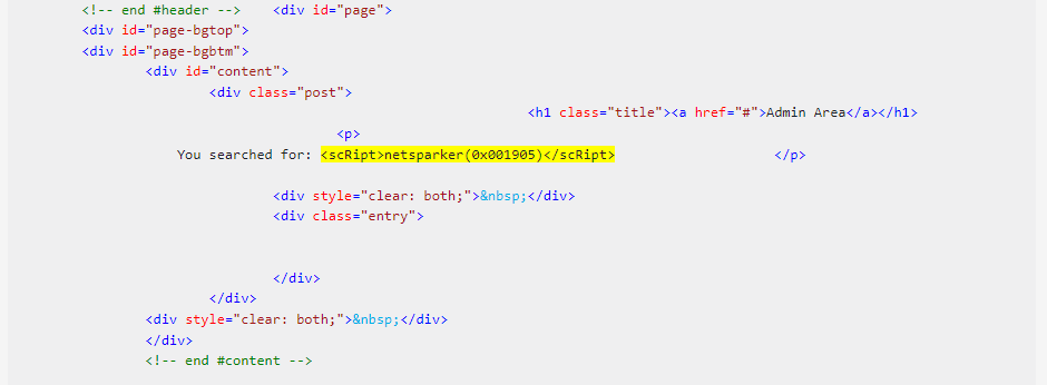 Output showing a highlighted vulnerability