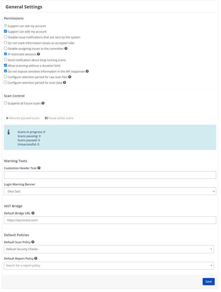 Settings page with disable assigning option