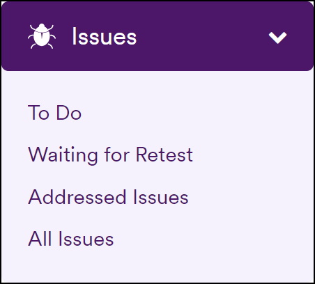 Issues options menu.