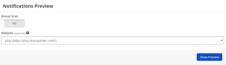 Invicti Enterprise main menu showing Notifications and Notifications Preview option