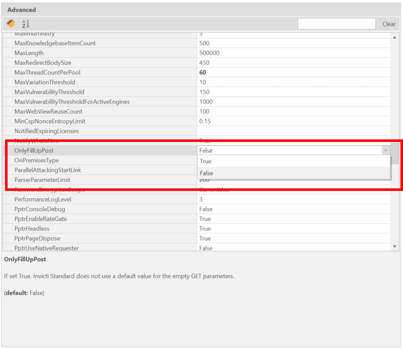 Form value configuration in Advanced Settings