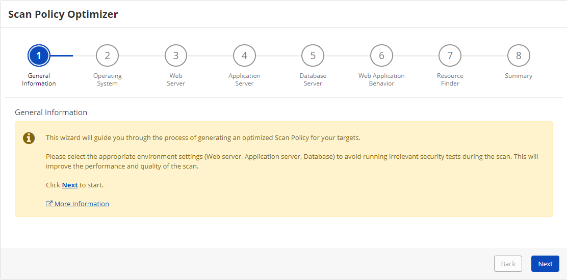 Invicti Enterprise Scan Policy Optimizer - Operating System Step showing available OS options