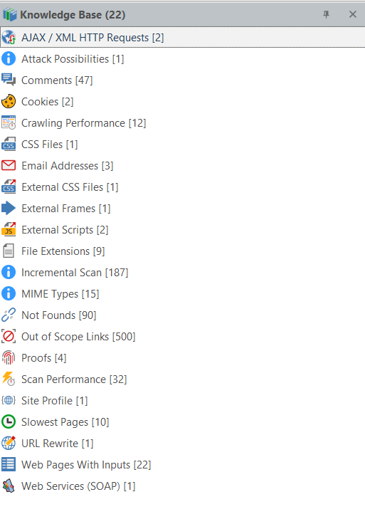 Knowledge Base tab with AJAX/XML HTTP Requests node