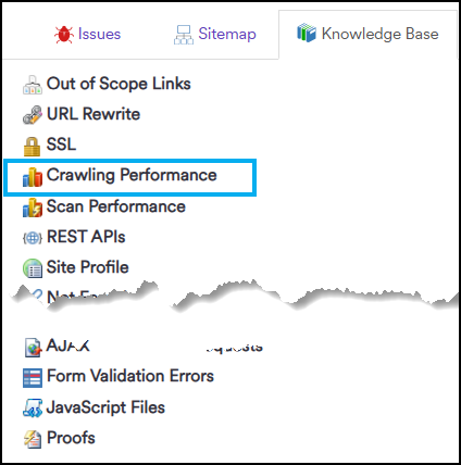 Knowledge Base tab with Crawling Performance option