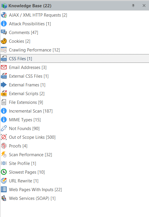 CSS Files node in Invicti Standard