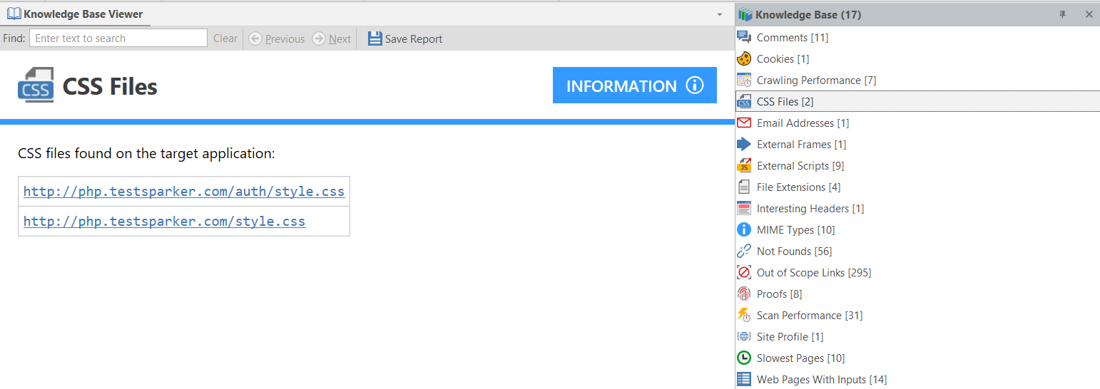 CSS Files listed in Knowledge Base Viewer