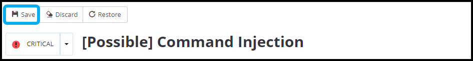 CVSS 4.0 vector string input field with Save button for applying security standard classifications