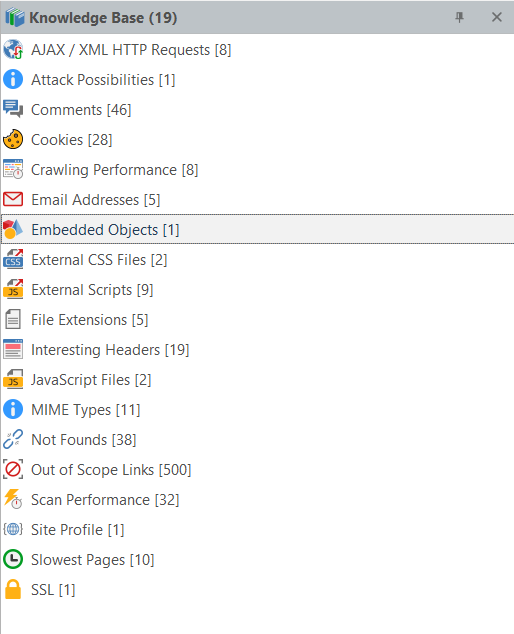 Embedded Objects node in Invicti Standard