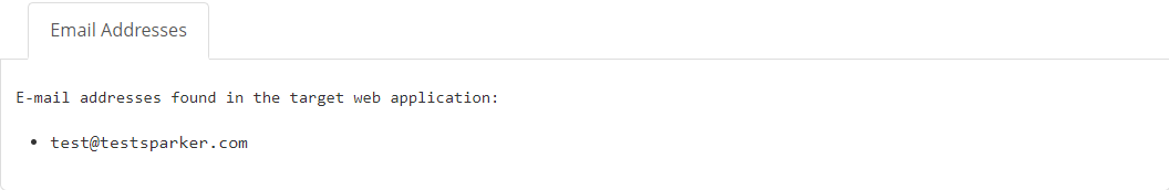 Email Addresses node in Invicti Enterprise Knowledge Base showing detected email addresses from the website