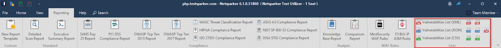 Export Report option in Scan Summary