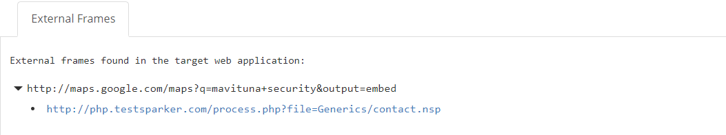 External Frames node in Invicti Enterprise