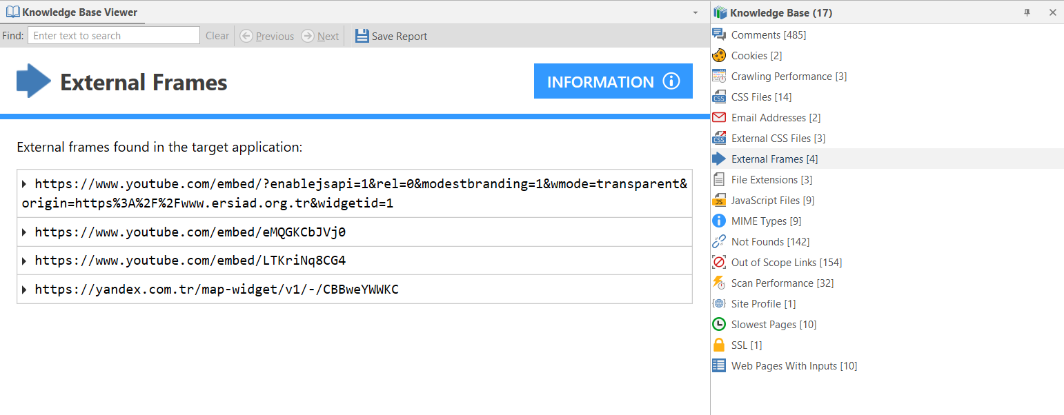External Frames listed in Knowledge Base Viewer