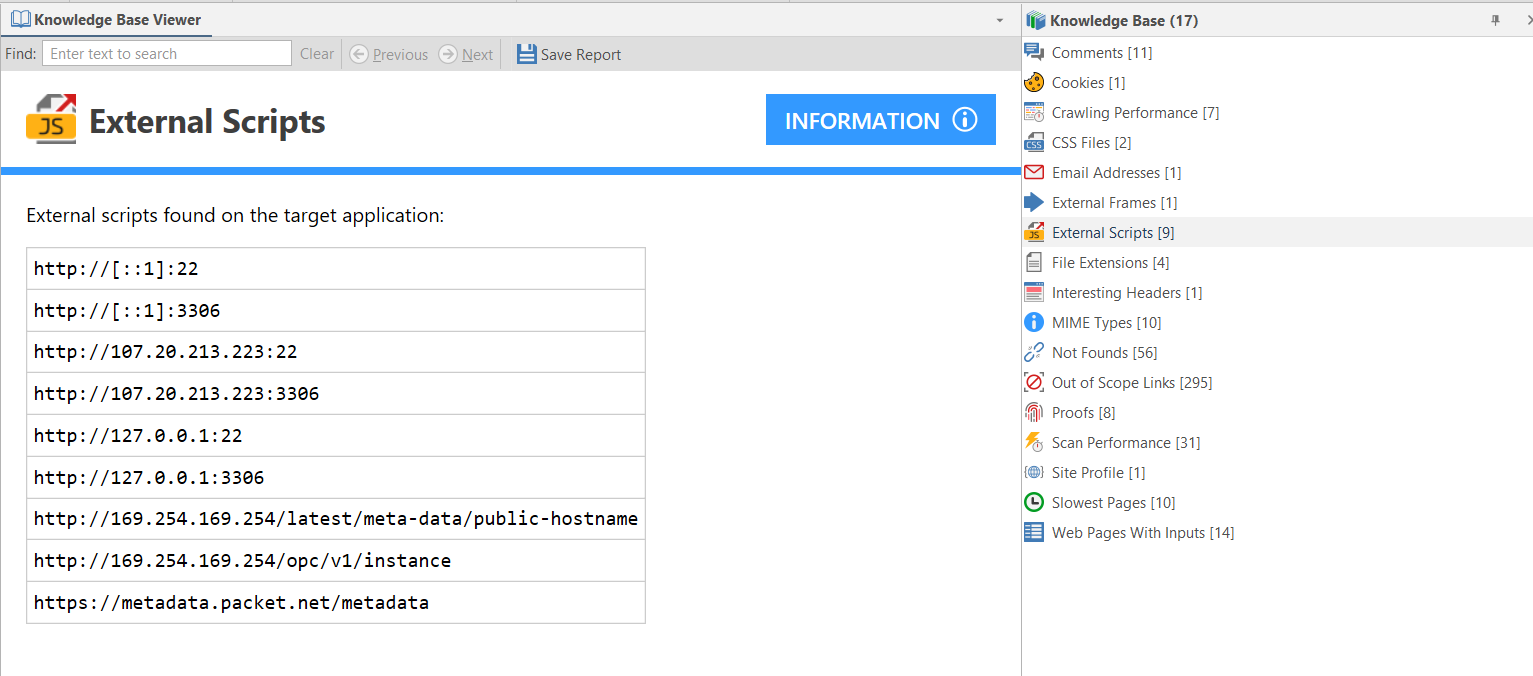 External Scripts listed in Knowledge Base Viewer