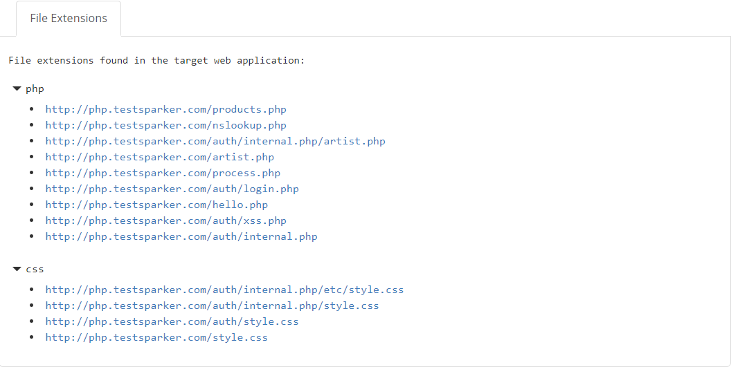 File Extensions node in Invicti Enterprise