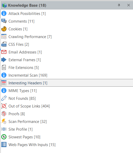 Interesting Headers node in Invicti Standard