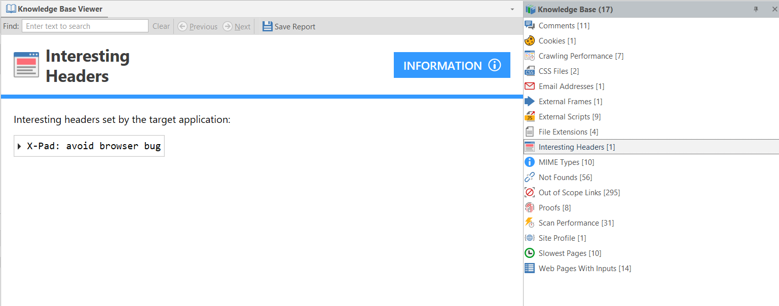 Interesting Headers listed in Knowledge Base Viewer