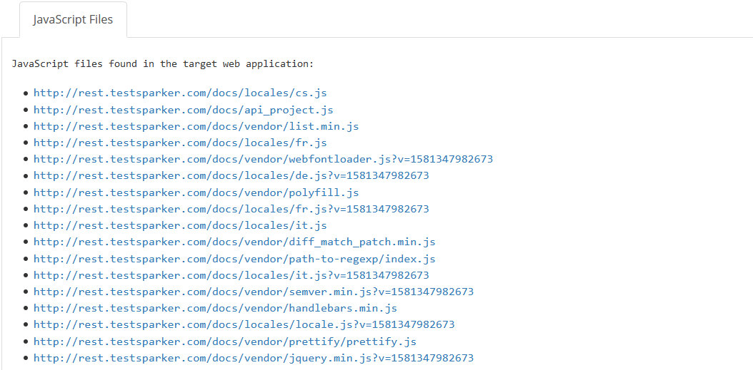 JavaScript Files node in Invicti Enterprise