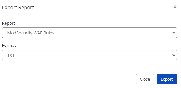 ModSecurity WAF Rules report dropdown