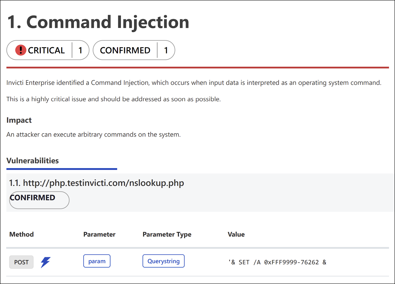 Vulnerability details section.