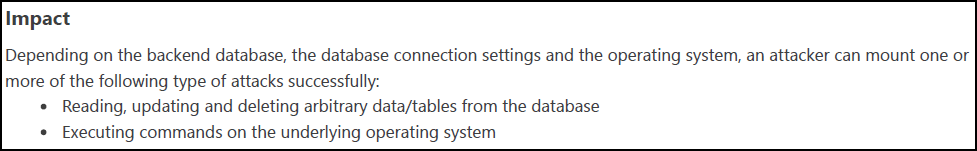 Vulnerability impact section showing detailed description of security implications