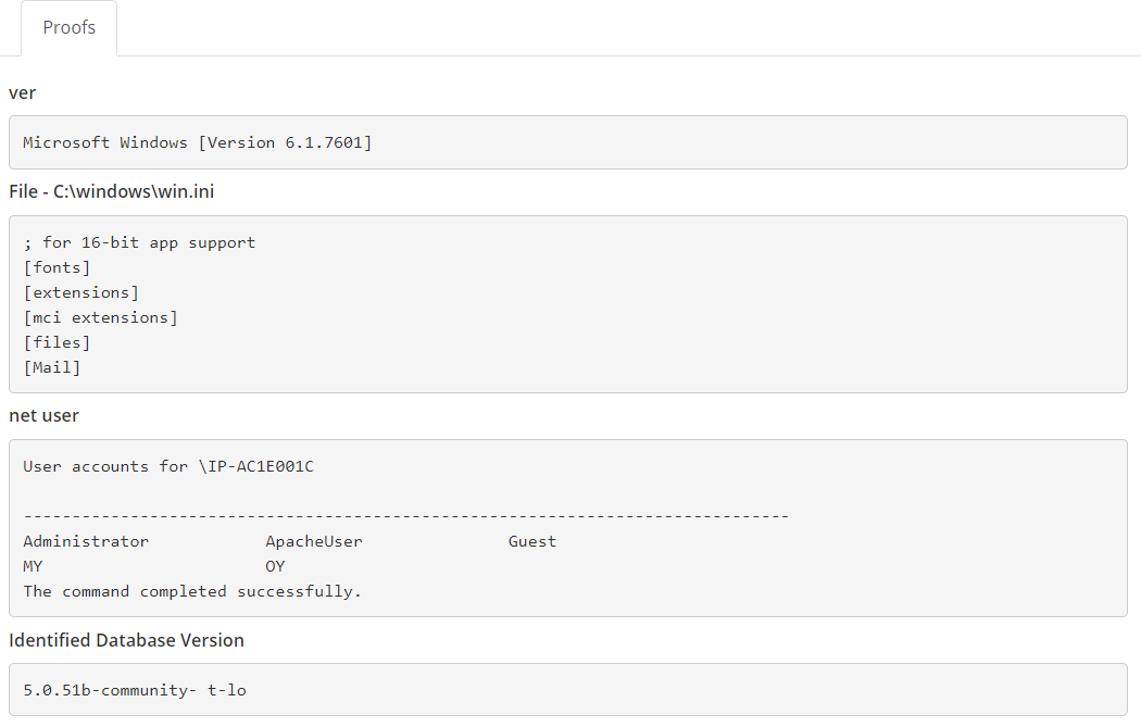 Proofs node in Invicti Enterprise