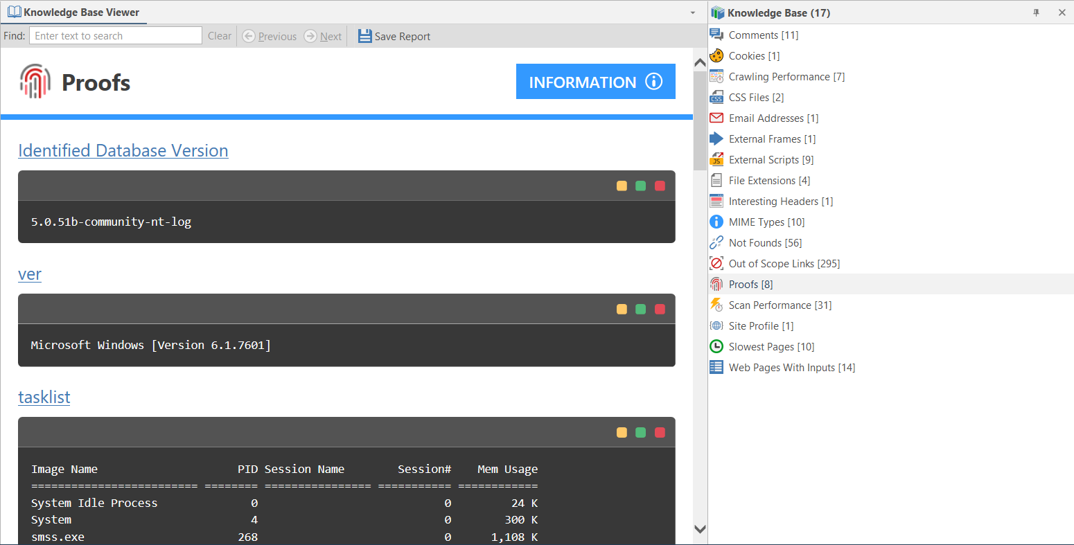 Proofs listed in Knowledge Base Viewer