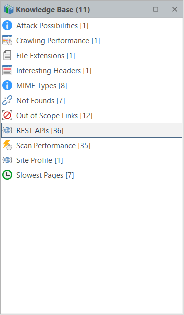 Knowledge Base tab with REST APIs node