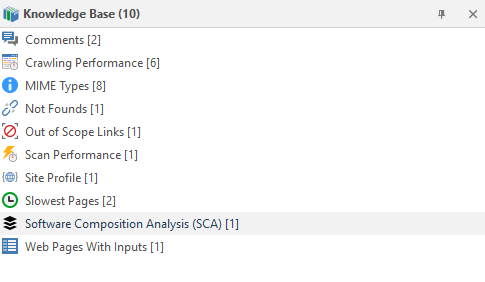 Software Composition Analysis (SCA) node in Invicti Standard
