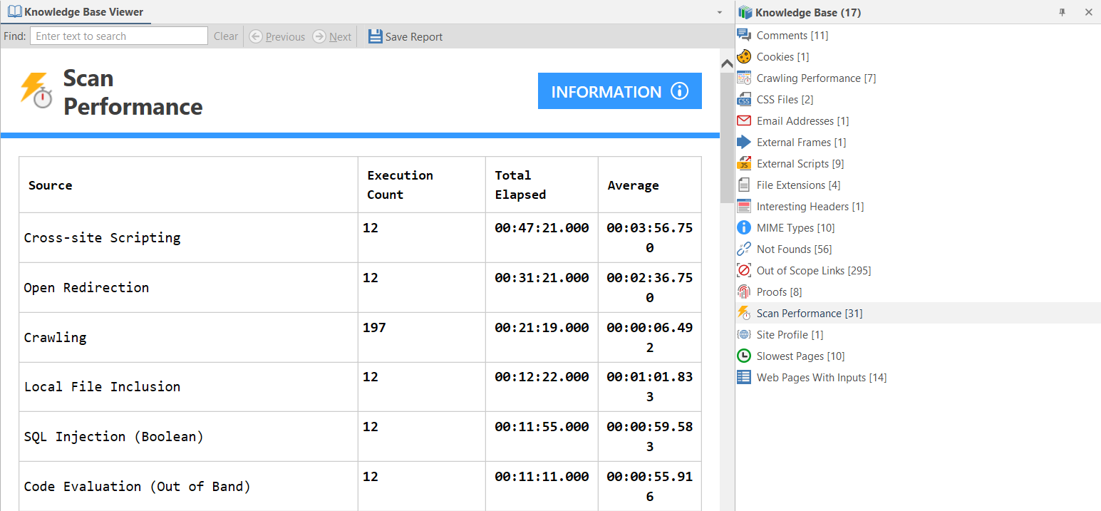 Scan Performance in Knowledge Base Viewer