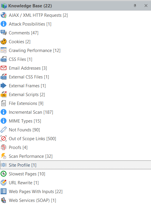 Invicti Standard interface showing Knowledge Base panel and Scan Summary Dashboard layout